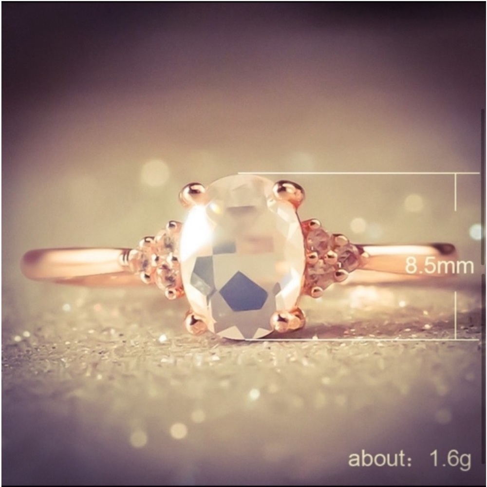 New Woman’s Handcrafted Genuine 18k Rose Gold Natural Moonstone European Ring - Picture 10 of 10